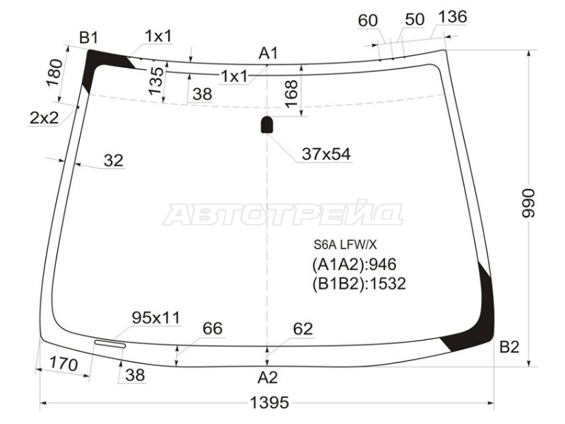 Стекло лобовое (5D HBK) Honda Civic 00-06