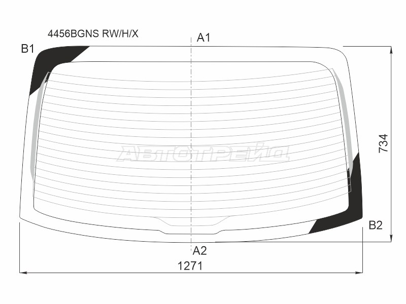 Стекло заднее (Цвет зеленый / Обогрев) Kia Rio 16-22 / Solaris KRS 24-