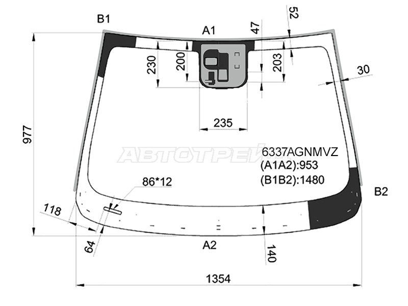 Стекло лобовое (Датчик дождя / Молдинг) Opel Mokka 12-19 / Buick Encore 12-22