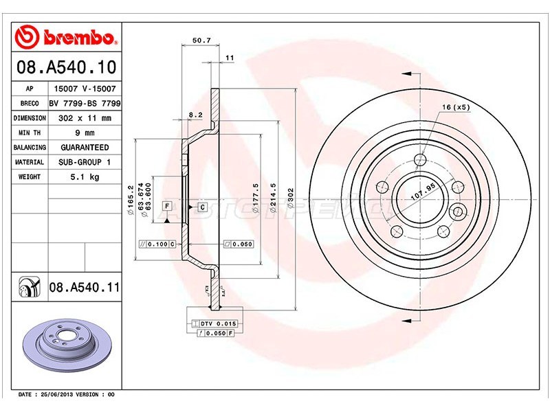 Диск тормозной (Сзади) Ford Focus 04-11 / Kuga 08-13
