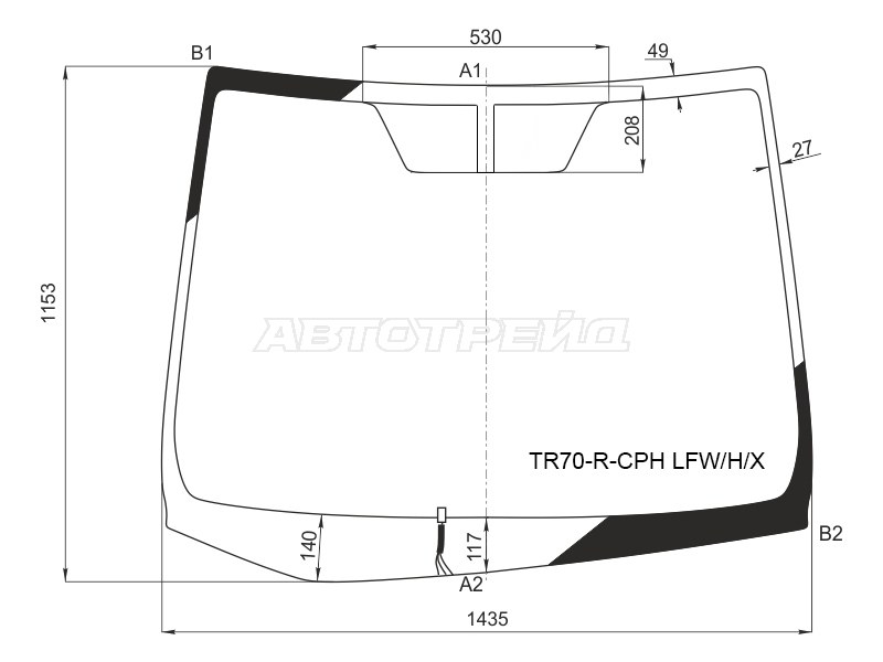 Стекло лобовое (Обогрев щеток) Toyota Noah 14-22 / Voxy 14-22