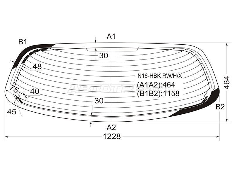 Стекло заднее (Цвет зеленый / Обогрев) Nissan Almera 00-06