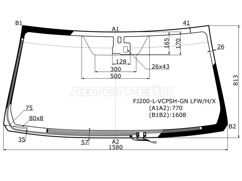 Стекло лобовое (Обогрев щеток / Датчик дождя) Toyota Land Cruiser (J200) 07-15 / Lexus LX 07-15