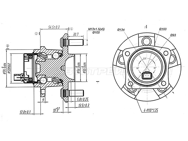 Ступичный узел Toyota Allion (T240) 01-07 / Avensis 00-08 (ABS / Справа=Слева / Сзади)