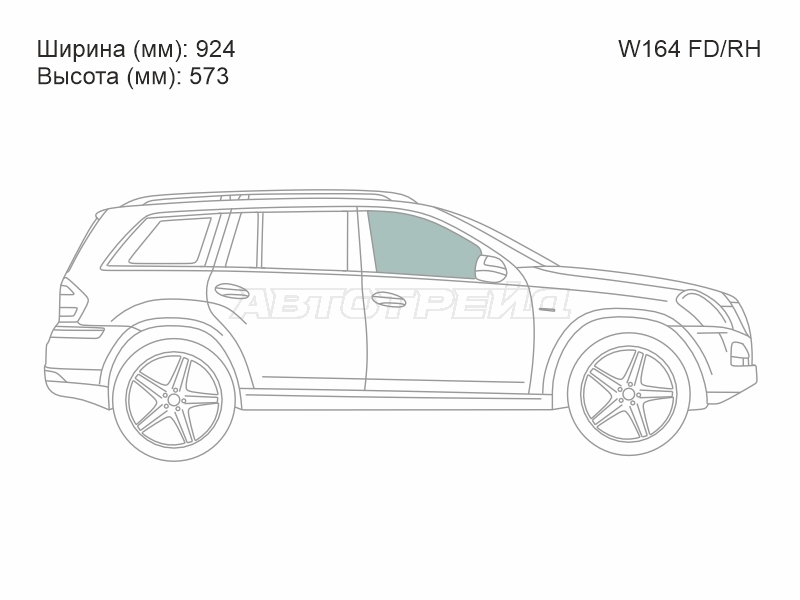 Стекло боковое опускное (Спереди / Справа / Цвет зеленый) Mercedes-Benz M-Class 05-11 / GL-Class 06-12