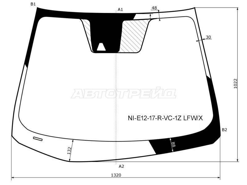 Стекло лобовое (Камера) Nissan Note 16-20