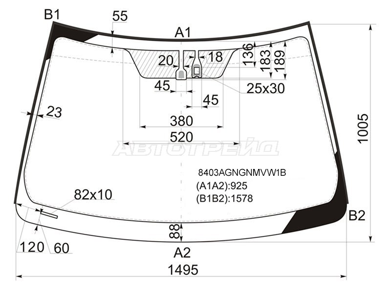 Стекло лобовое (Датчик дождя / Молдинг) Toyota Camry (XV50) 11-18 / Camry USA 11-17