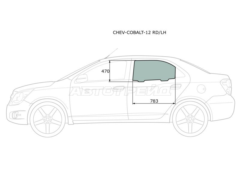 Стекло боковое опускное (Сзади / Слева / Цвет зеленый) Chevrolet Cobalt 13- / Ravon R4 16-20