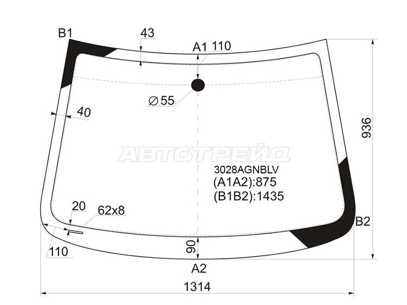 Стекло лобовое Chevrolet Spark 10-22 / Daewoo Matiz 09-11