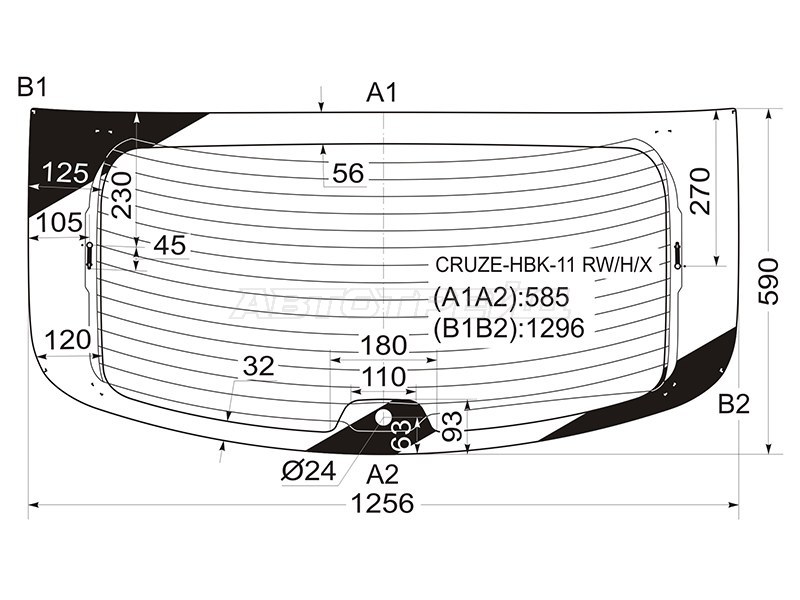 Стекло заднее (Цвет зеленый / Обогрев / 5D HBK) Chevrolet Cruze 12-15