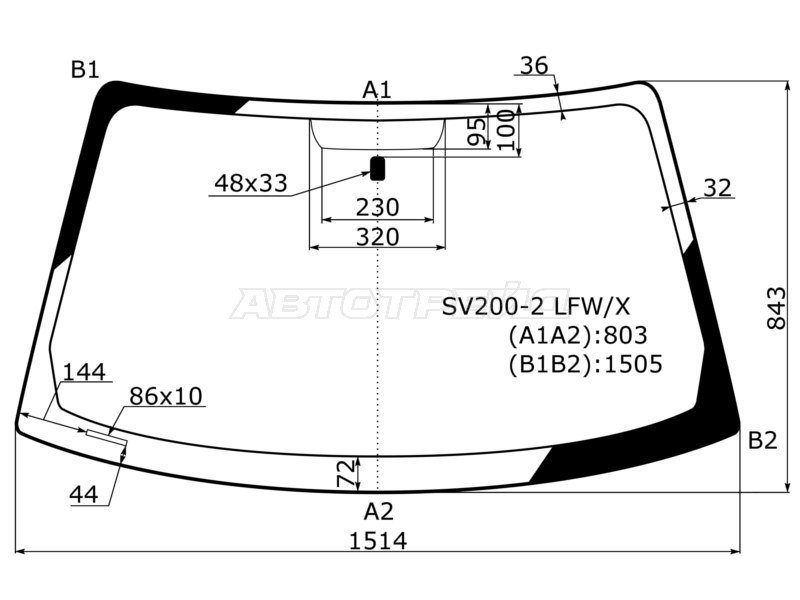 Стекло лобовое Toyota Camry (XV20) 96-02 / Camry USA 96-01