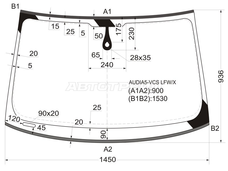 Стекло лобовое (Датчик дождя / Молдинг) Audi A5 07-11 / S5 07-11