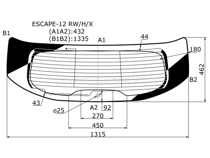 Стекло заднее (Цвет зеленый / Обогрев / Антенна) Ford Kuga 13-19 / Escape 12-19