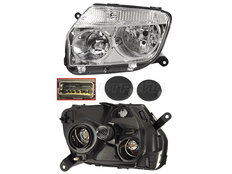 Фара Renault Duster 10-15 (Слева / Галоген / Ручная регулировка)