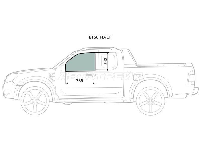 Стекло боковое опускное (Спереди / Слева / Цвет зеленый) Mazda BT-50 06-12