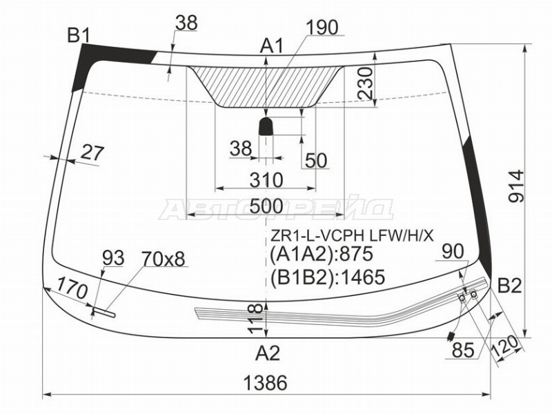 Стекло лобовое (Обогрев щеток) Subaru Impreza 07-12 / Impreza WRX 07-14