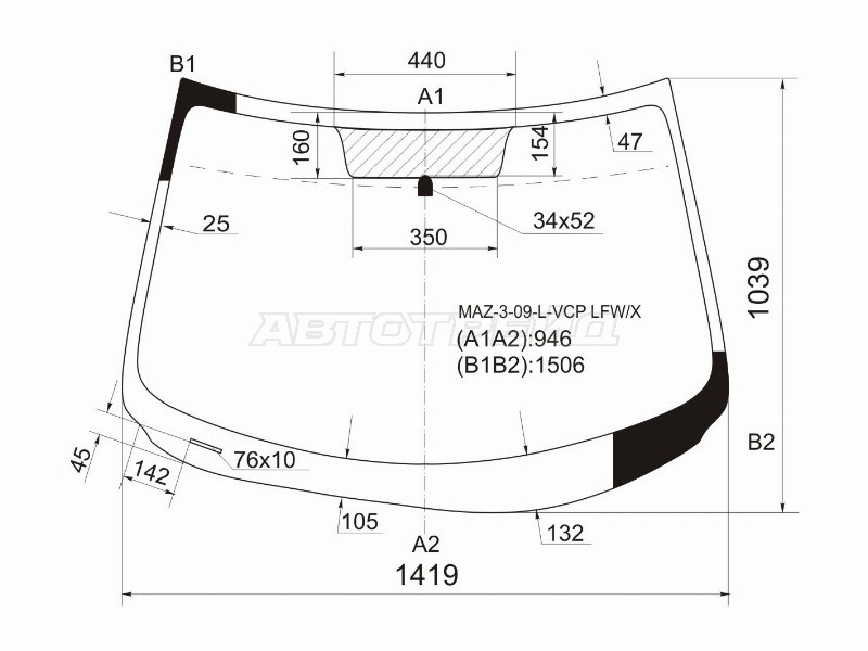 Стекло лобовое Mazda 3 08-13