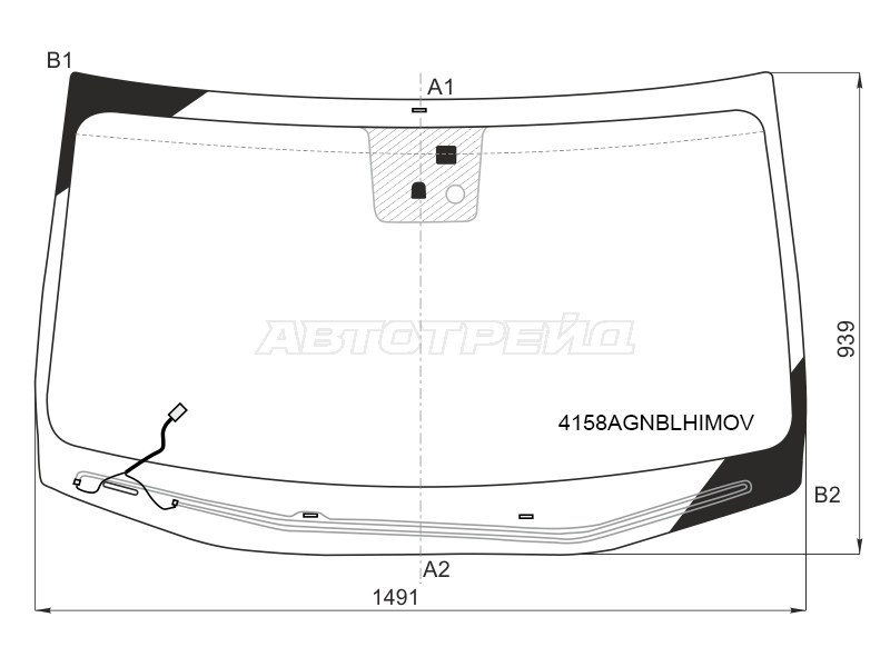 Стекло лобовое (Обогрев щеток / Датчик дождя / Молдинг) Hyundai Genesis 14-17