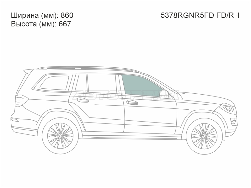 Стекло боковое опускное (Спереди / Справа / Цвет зеленый) Mercedes-Benz M-Class 11-15 / GL-Class 12-15