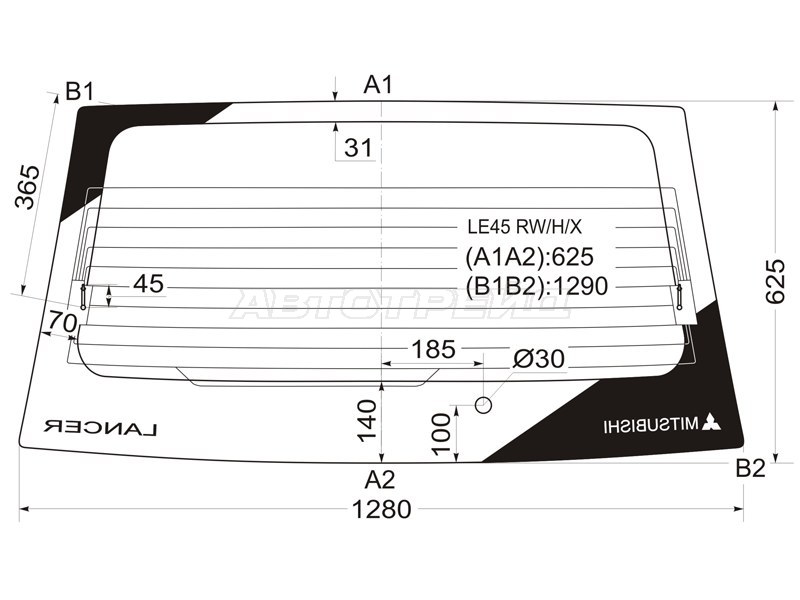 Стекло заднее (Цвет зеленый / Обогрев) Mitsubishi Lancer 91-01 / Libero 92-02