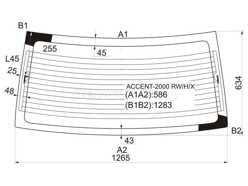 Стекло заднее (Цвет зеленый / Обогрев) Hyundai Accent 99-12 / Verna 00-06