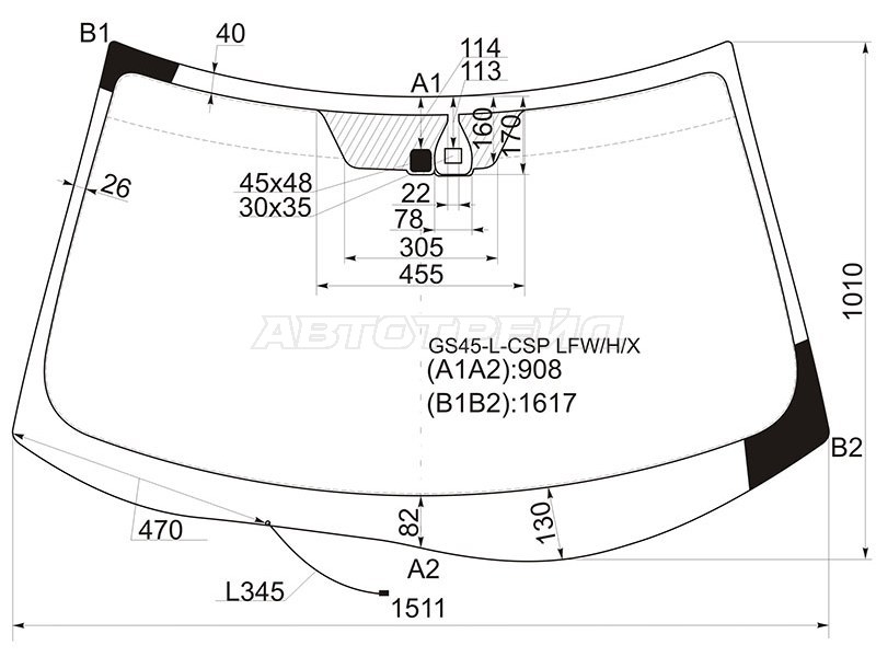 Стекло лобовое (Обогрев щеток / Датчик дождя) Mitsubishi Outlander 05-12 / Citroen C-Crosser 07-12
