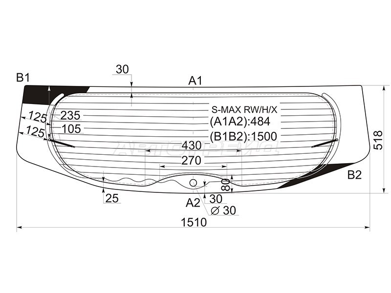 Стекло заднее (Цвет зеленый / Обогрев) Ford S-MAX 06-15