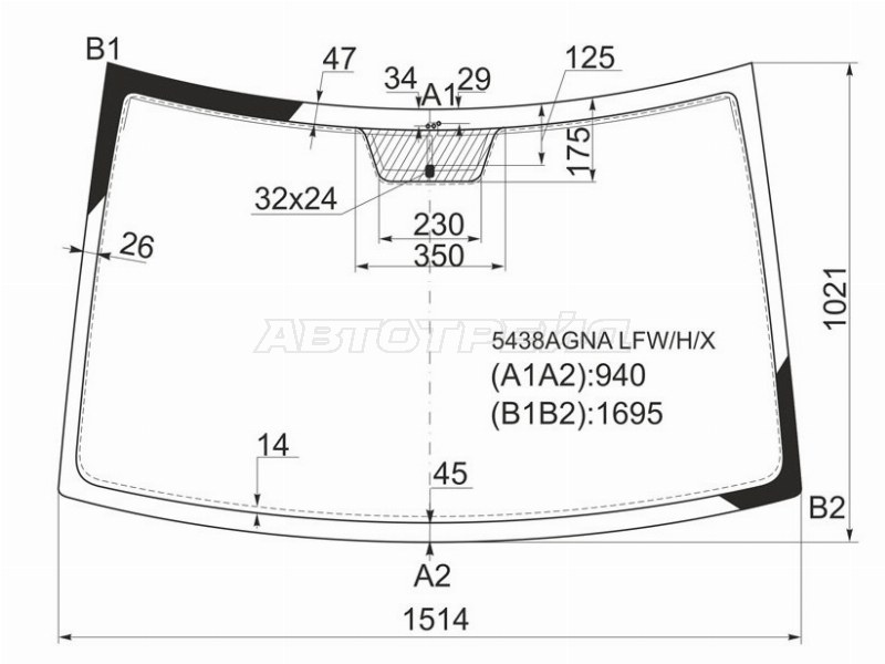 Стекло лобовое (Антенна) Mercedes-Benz Viano 03-14 / Vito 03-14