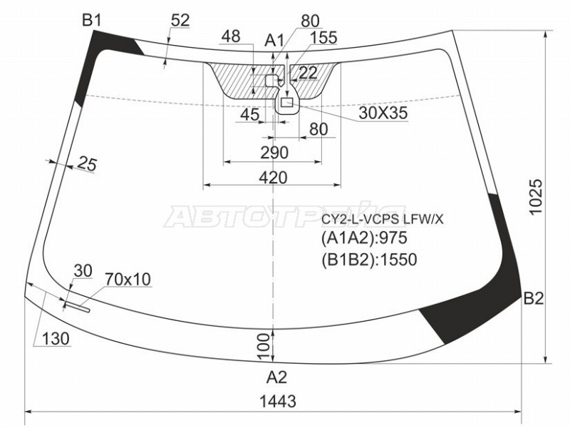 Стекло лобовое (Датчик дождя) Mitsubishi Lancer 07-17 / Lancer Evolution 07-17