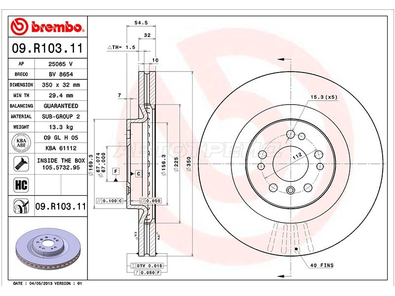 Диск тормозной (Спереди) Mercedes-Benz M-Class 05-11 / GL-Class 06-12