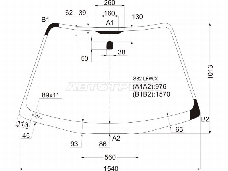 Стекло лобовое (2D CPE) Honda Accord USA 98-02