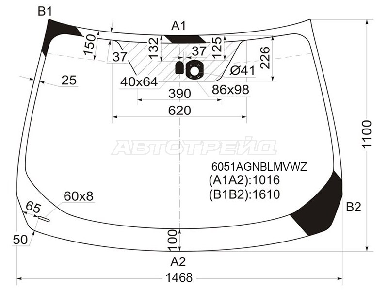 Стекло лобовое (Датчик дождя / Молдинг) Nissan Murano 07-16