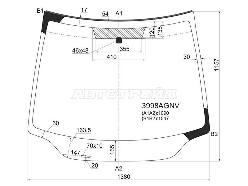 Стекло лобовое (3 / 5D HBK) Honda Civic 05-12 / Civic USA 05-08