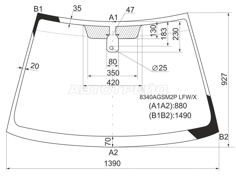 Стекло лобовое (Датчик дождя) Toyota Corolla (E120) 00-07 / Corolla Fielder 00-06