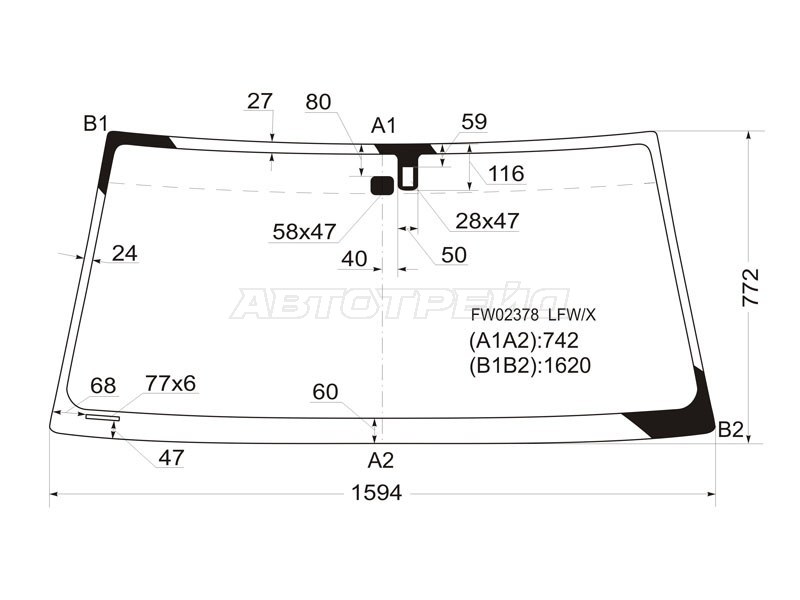 Стекло лобовое (Датчик дождя) Toyota Land Cruiser (J100) 98-07 / Lexus LX 98-07