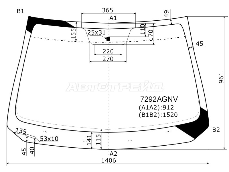 Стекло лобовое Renault Logan 14-22 / Sandero 14-22
