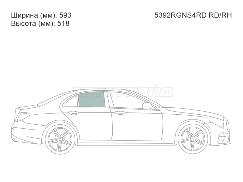 Стекло боковое опускное (Сзади / Справа / Цвет зеленый) Mercedes-Benz E-Class 16-20