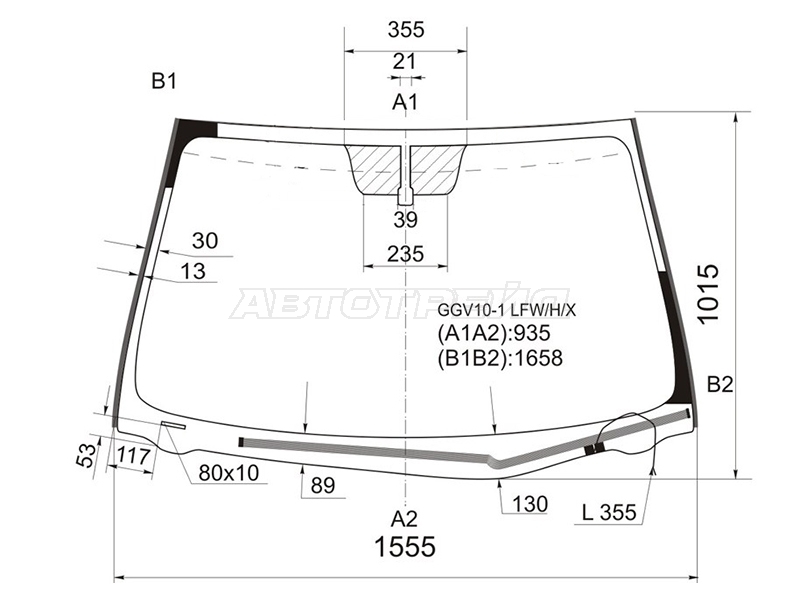Стекло лобовое (Обогрев щеток / Панорамная крыша) Toyota Venza 08-16