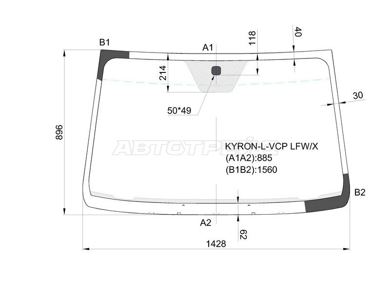 Стекло лобовое SsangYong Actyon 05-10 / Actyon Sports 06-16