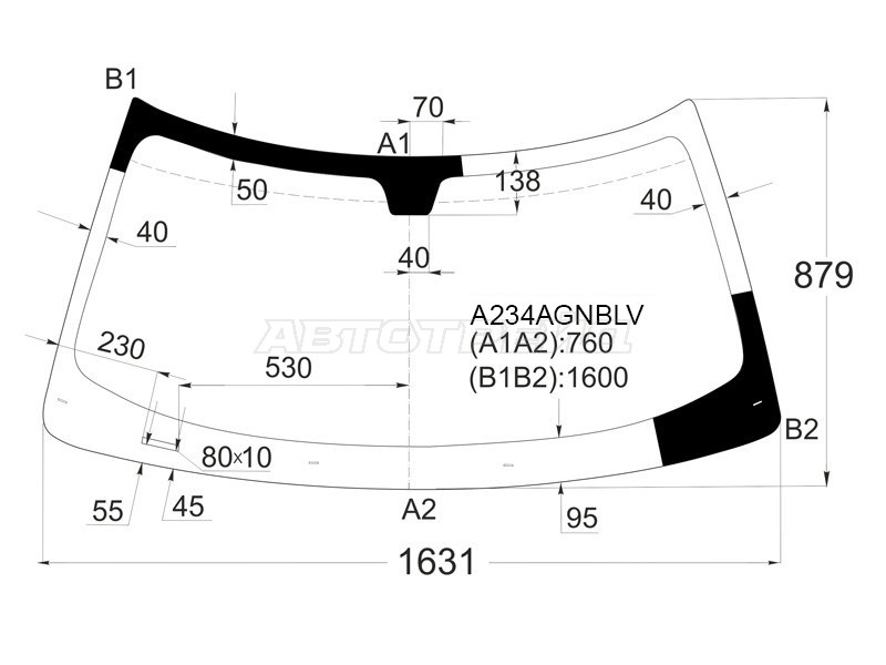 Стекло лобовое Chrysler 300C 04-11 / Dodge Magnum 03-08