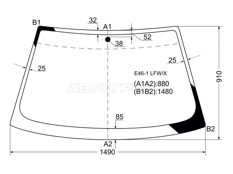 Стекло лобовое (2D CPE) BMW 3-Series 98-06