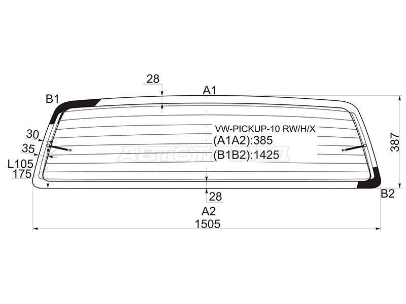 Стекло заднее (Цвет зеленый / Обогрев) Volkswagen Amarok 10-20