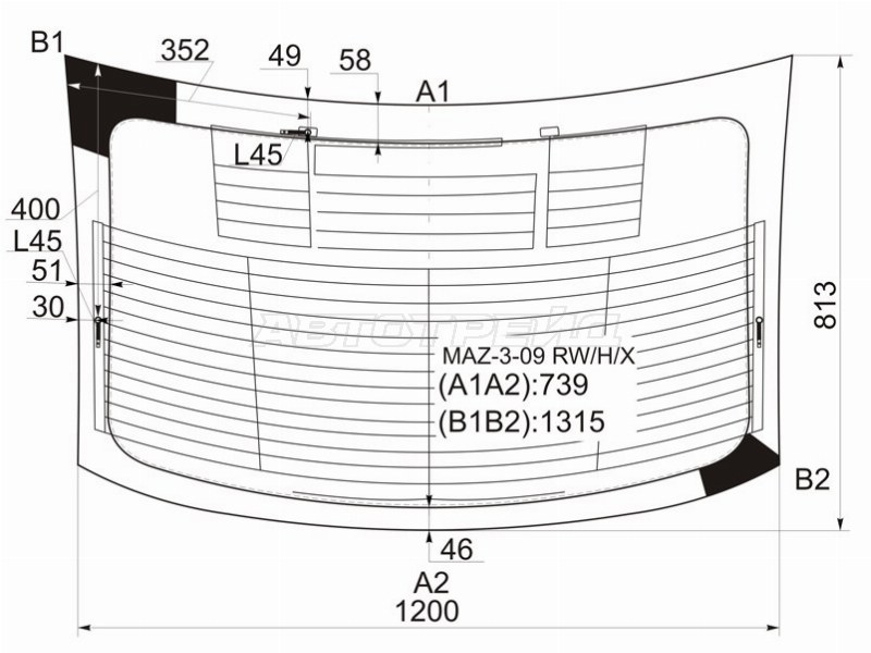 Стекло заднее (Цвет зеленый / Обогрев / Антенна / 4D SED) Mazda 3 08-13 / Axela 09-13