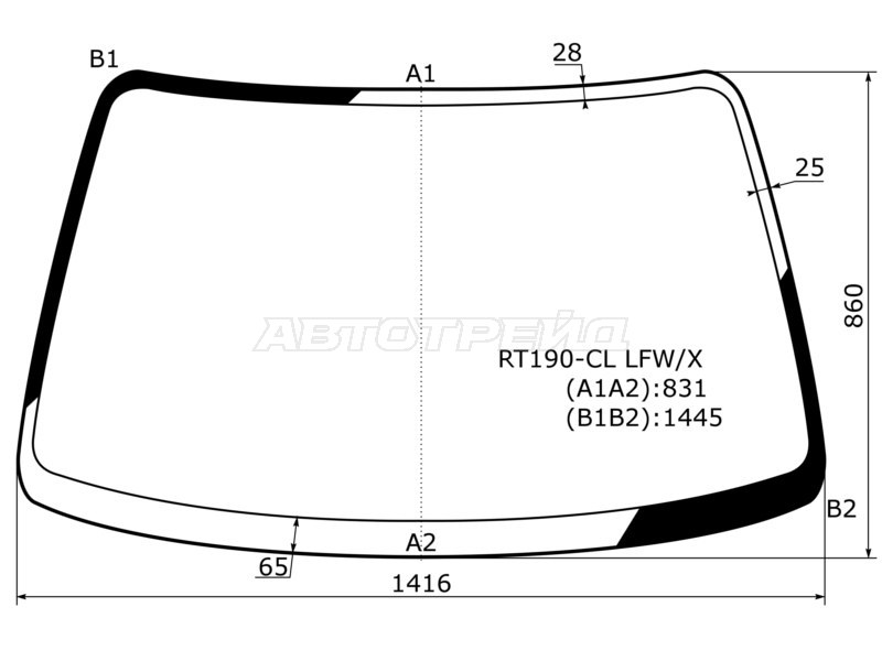 Стекло лобовое Toyota Caldina (T190) 92-02 / Carina E 92-98