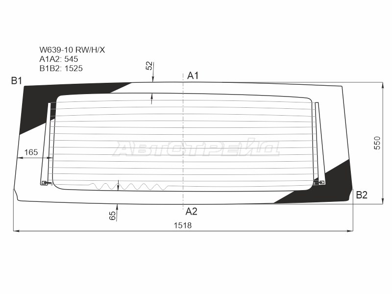 Стекло заднее (Цвет зеленый / Обогрев) Mercedes-Benz Viano 10-14 / Vito 10-14