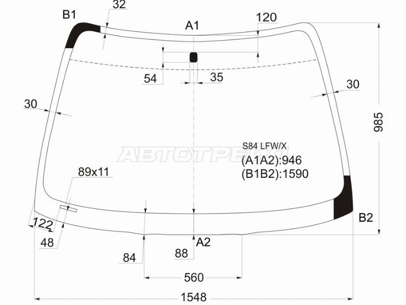 Стекло лобовое Honda Accord 97-03 / Accord USA 98-02