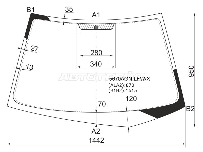 Стекло лобовое Mitsubishi Lancer 02-10 / Lancer Evolution 01-08