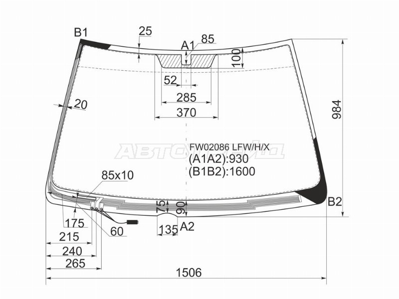 Стекло лобовое (Обогрев щеток) Lexus RX 97-03