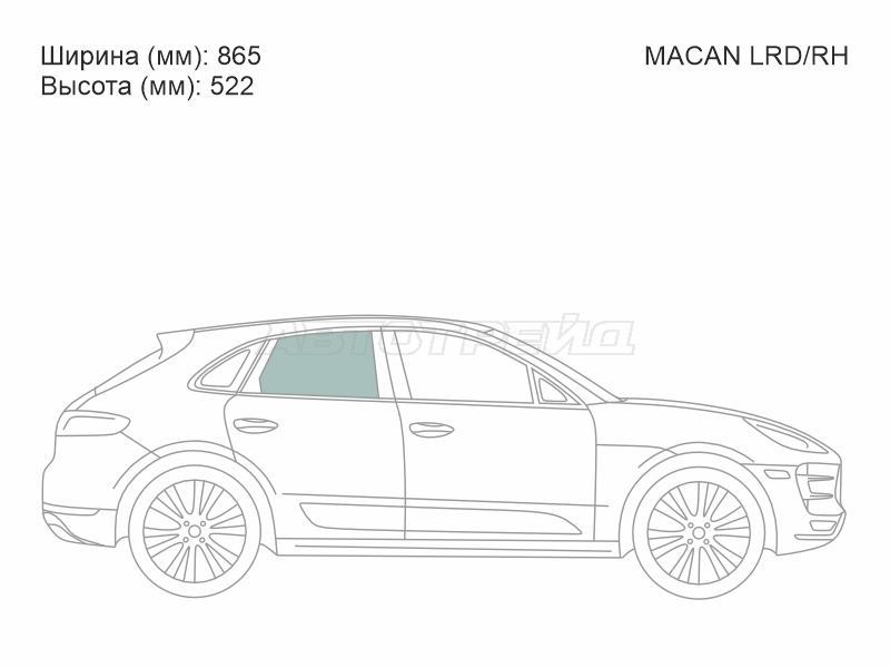 Стекло боковое опускное (Сзади / Справа / Цвет зеленый) Porsche Macan 13-21