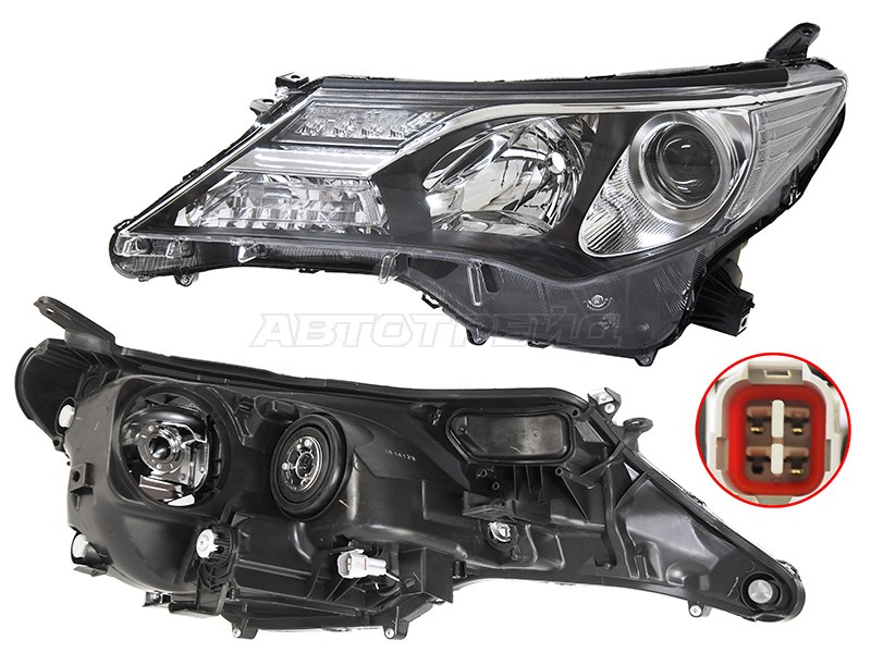 Фара Toyota RAV4 (XA40) 12-15 (Слева / Галоген / ДХО / Универсальная регулировка)
